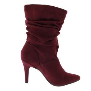 Style & Co. Adelay Faux Suede Mid-Calf Booties Burgundy Maroon Size 7.5